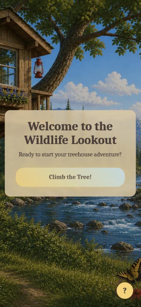 The same welcome screen on a phone, with the heading on two lines and the button at full width.