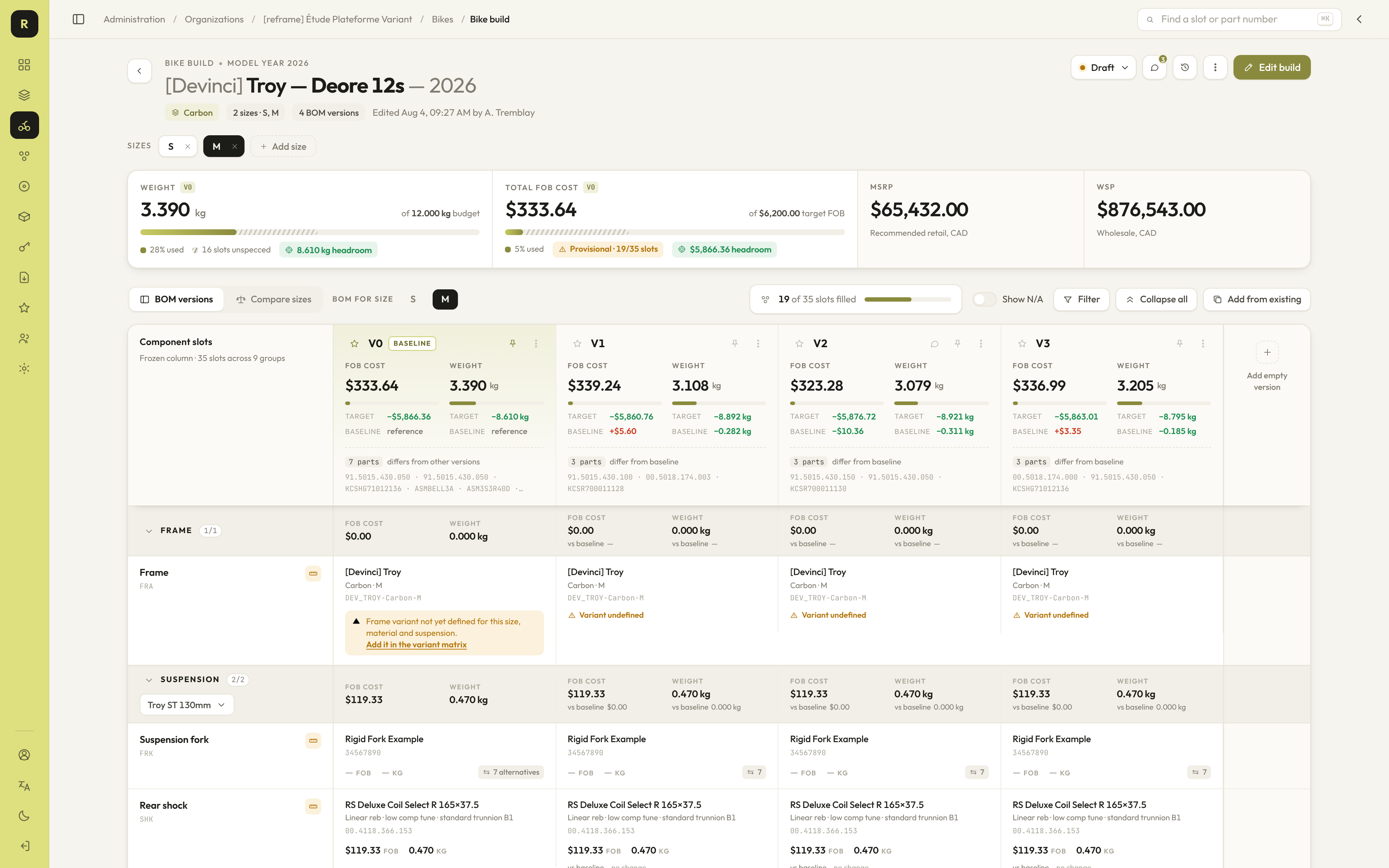 Reframe editing interface
